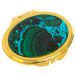 Зеркало карманное складное овальное из натурального камня Малахит с Хризоколлой Gold Stone Mirrors варинант исполнения - 1 | Loft Concept в Челябинске