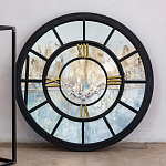 Зеркало настенное в чёрной металлической раме в виде часов Mirror Tower Clock варинант исполнения - 3 | Loft Concept в Челябинске