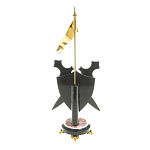 Часы настольные в виде щита с флагом из натуральных камней Змеевик и Креноид Stone Clock варинант исполнения - 4 | Loft Concept в Челябинске