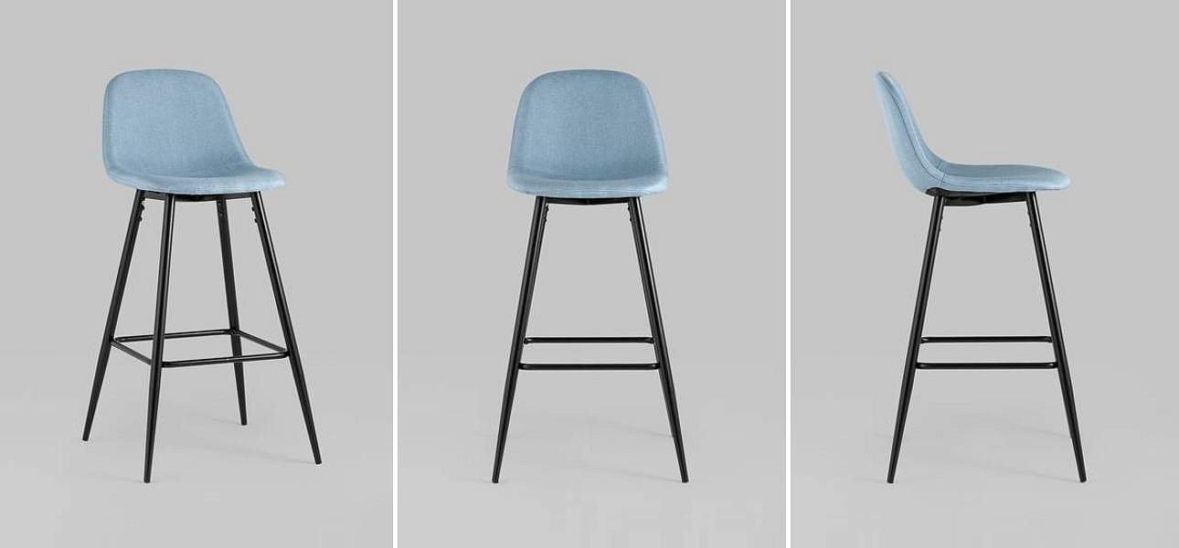 Барный Стул Archie Chair Голубая Рогожка Барный Стул Archie Chair Голубая Рогожка - Loft-Concept в Челябинске