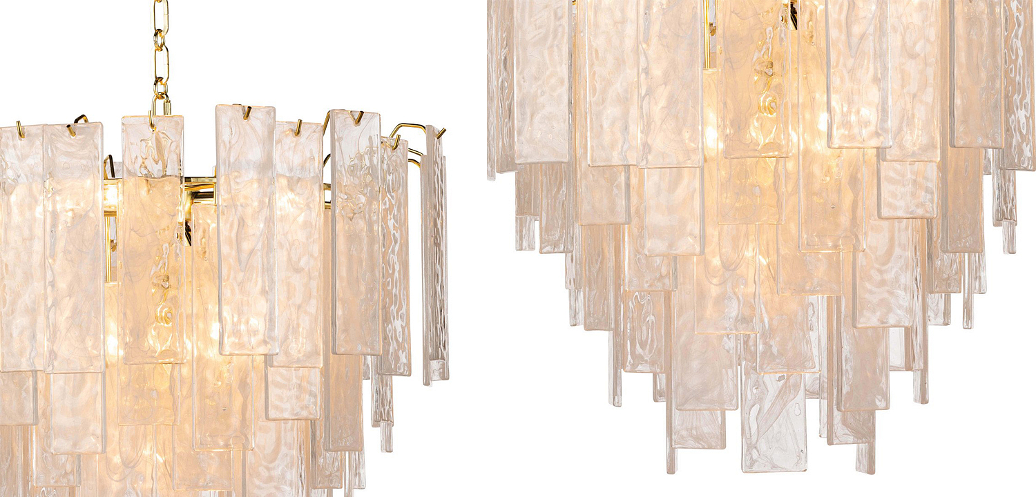 Люстра Textured Glass Chandelier Rectangular Pendants Люстра Textured Glass Chandelier Rectangular Pendants - Loft-Concept в Челябинске