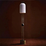 Торшер с белым фактурным абажуром и декором из черных сфер Echoes of Light варинант исполнения - 1 | Loft Concept в Челябинске