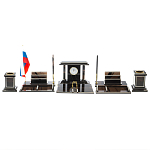 Настольный письменный набор с часами из природного камня обсидиана Team leader варинант исполнения - 1 | Loft Concept в Челябинске