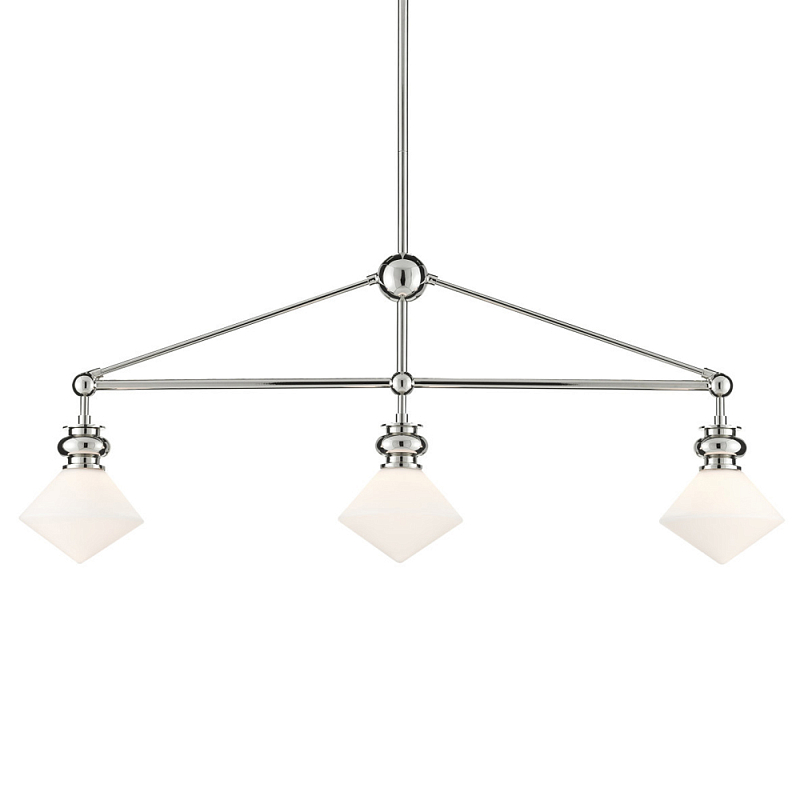 Люстра линейная с ромбовидными плафонами Pointed Diamond Shade Никель Белый Люстра линейная с ромбовидными плафонами Pointed Diamond Shade Никель Белый в Челябинске | Loft Concept