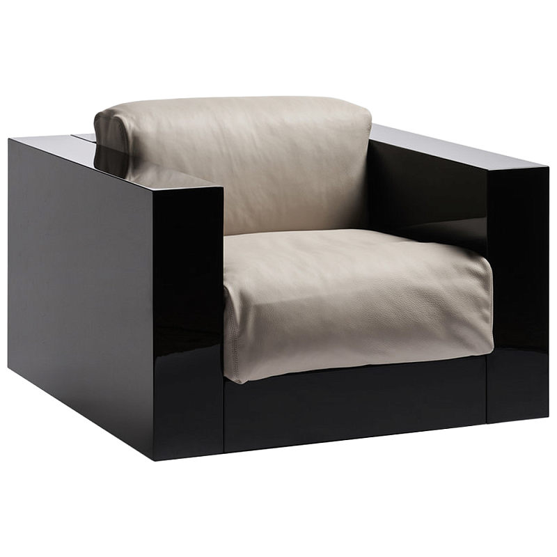 Дизайнерское кожаное кресло Poltronova Saratoga Armchair Белый Карамель Черный Дизайнерское кожаное кресло Poltronova Saratoga Armchair Белый Карамель Черный в Челябинске | Loft Concept