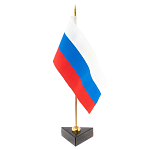 Флагшток настольный с флагом России из камня обсидиан Stone Flagpole варинант исполнения - 2 | Loft Concept в Челябинске