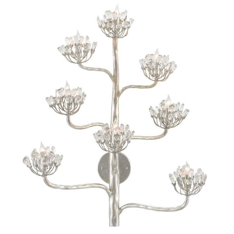 Бра серебряное в виде растения Silver Flower Glade Серебряный Прозрачный в Челябинске | Loft Concept 