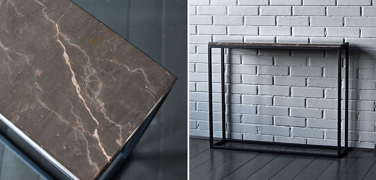 Консоль с коричневой мраморной столешницей Different Marble Brown Консоль с коричневой мраморной столешницей Different Marble Brown - Loft-Concept в Челябинске