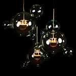 Люстра подвесная с прозрачными бирюзовыми стеклянными шарами и круглым основанием 3 лампы Giopato & Coombes варинант исполнения - 6 | Loft Concept в Челябинске