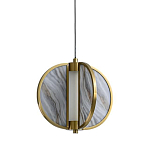 Подвесной светильник с круглым плафоном из искусственного алебастра в бронзовой оправе Marbella варинант исполнения - 1 | Loft Concept в Челябинске