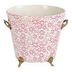 Кашпо из белого фарфора с розовым цветочным орнаментом Eden Garden варинант исполнения - 1 | Loft Concept в Челябинске