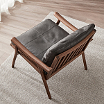 Кресло c каркасом из массива дерева и мягкой кожаной обивкой Walnut Armchair варинант исполнения - 3 | Loft Concept в Челябинске