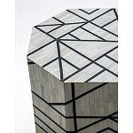 Приставной столик с инкрустацией Black and White Geometry bone bedside table варинант исполнения - 1 | Loft Concept в Челябинске