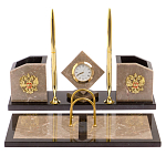 Настольный письменный набор из бежевого мрамора с часами Marble Accessory варинант исполнения - 1 | Loft Concept в Челябинске