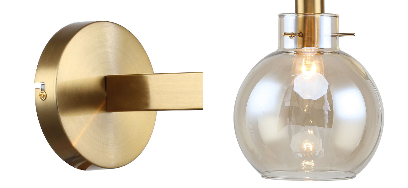 Бра с плафоном коньячного цвета Carmella Globe Brass Бра с плафоном коньячного цвета Carmella Globe Brass - Loft-Concept в Челябинске
