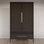 Шкаф платяной Primo с выдвижными ящиками шпон Темный орех варинант исполнения - 2 | Loft Concept в Челябинске