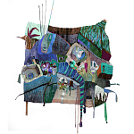 Панно гобелен яркие Пространство-Время TimeSpace Blue варинант исполнения - 2 | Loft Concept в Челябинске