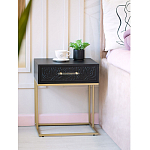 Приставной столик с резным узором на выдвижном ящике Black Table Carved Pattern варинант исполнения - 8 | Loft Concept в Челябинске