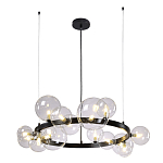 Люстра круглая подвесная с 15-ю прозрачными шарообразными плафонами из стекла Iona chandelier варинант исполнения - 7 | Loft Concept в Челябинске