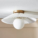 Потолочный светильник с белым плиссированным абажуром Headquarters варинант исполнения - 1 | Loft Concept в Челябинске