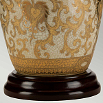 Настольная лампа с фарфоровым основанием с декоративным орнаментом и белым абажуром на темной круглой подставке Elstead Lighting варинант исполнения - 9 | Loft Concept в Челябинске