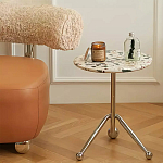 Дизайнерский журнальный стол с круглой столешницей на изогнутых стальных ножках Obafaby варинант исполнения - 1 | Loft Concept в Челябинске