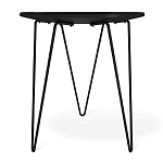 Стол журнальный с круглой столешницей из стекла на 3-х черных ножках Beige Marble варинант исполнения - 4 | Loft Concept в Челябинске