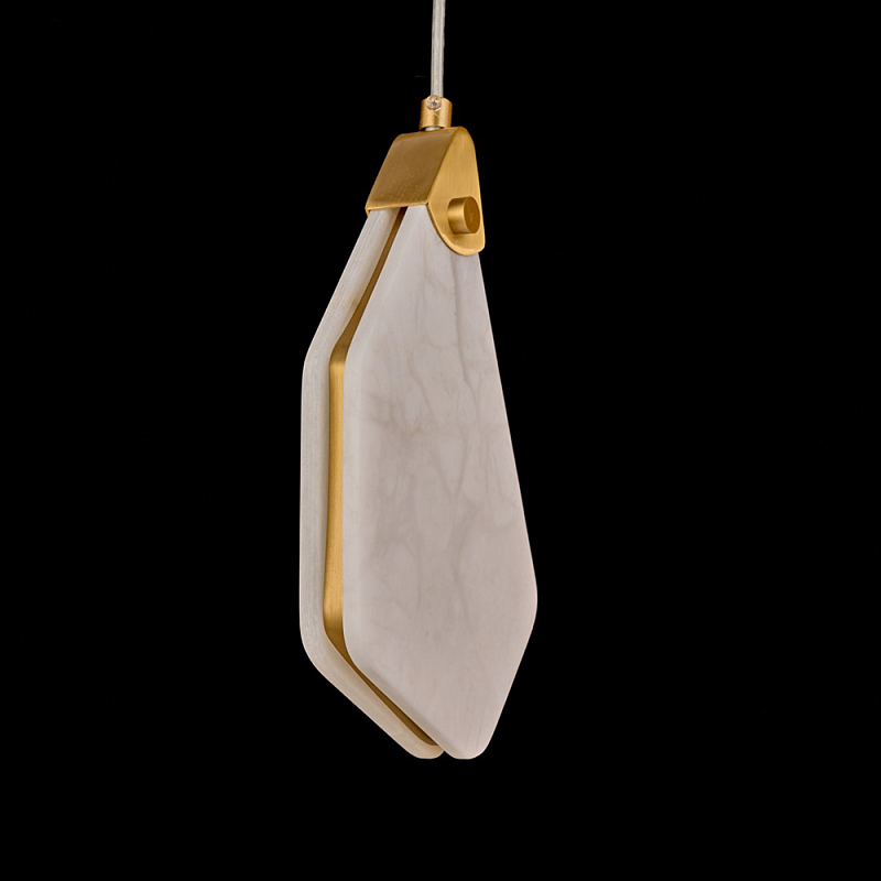 Подвесной светильник фигурный плафон Stone Polygon Белый Латунь в Челябинске | Loft Concept 
