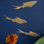 Обои с вышивкой ручной работы Deco Fish Aurum colourway on Caribbean Sea slub silk варинант исполнения - 1 | Loft Concept в Челябинске