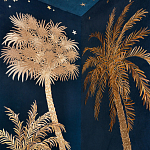 Обои с вышивкой ручной работы Deco Palms Original colourway on velvet варинант исполнения - 3 | Loft Concept в Челябинске