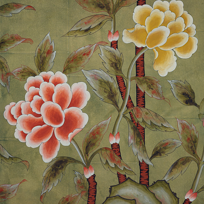 Обои ручная роспись Korean Peony Colourway SC-50 on Edo Cannella India tea paper Обои ручная роспись Korean Peony Colourway SC-50 on Edo Cannella India tea paper в Челябинске | Loft Concept