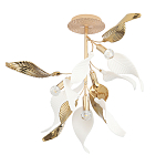 Люстра потолочная с белыми матовыми и золотыми глянцевыми листьями Wintery flovers варинант исполнения - 1 | Loft Concept в Челябинске