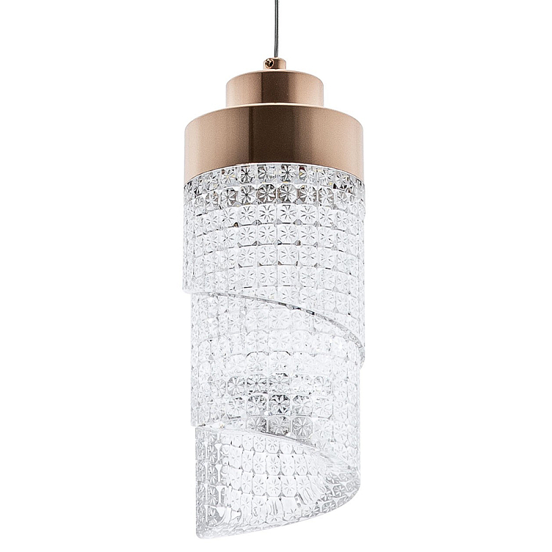 Подвесной светильник со спиралевидным плафоном из акрила Spiral Acrylic Gold Hanging Lamp Глянцевое золото Прозрачный Подвесной светильник со спиралевидным плафоном из акрила Spiral Acrylic Gold Hanging Lamp Глянцевое золото Прозрачный в Челябинске | Loft Concept