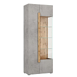 Шкаф-витрина с фасадом цвета серый бетон и стеклянными дверками Grace of Furniture варинант исполнения - 2 | Loft Concept в Челябинске