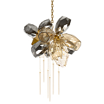 Люстра подвесная со стеклянными плафонами из дымчатого и золотистого с шестью вертикальными подвесками Gilded Mirage  варинант исполнения - 1 | Loft Concept в Челябинске