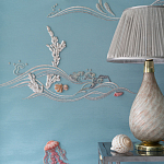 Обои с вышивкой ручной работы Amami Waves Moonbeam colourway on silk moire варинант исполнения - 4 | Loft Concept в Челябинске