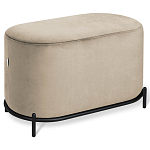 Банкетка овальная бежевый велюр на 4-х металлических ножках черного цвета SANJAY варинант исполнения - 1 | Loft Concept в Челябинске