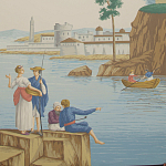 Обои ручная роспись Views of Italy Olive варинант исполнения - 1 | Loft Concept в Челябинске