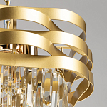 Люстра цвета матового золота с металлическими лентами и длинными прозрачными подвесками Gilded Waves варинант исполнения - 6 | Loft Concept в Челябинске