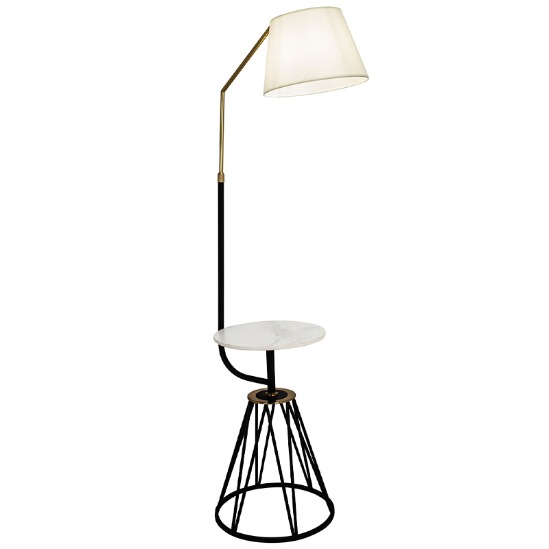 Торшер с абажуром и приставным столом Ottavio Lighting and Furniture Floor Lamp Белый Бежевый Черный Торшер с абажуром и приставным столом Ottavio Lighting and Furniture Floor Lamp Белый Бежевый Черный в Челябинске | Loft Concept