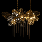 Люстра подвесная с 22-мя гранёными стеклянными плафонами с вертикальными подвесками Gilded Mirage  варинант исполнения - 8 | Loft Concept в Челябинске