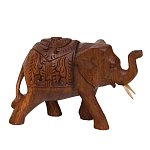 Статуэтка из дерева суар в виде слона в традиционном облачении Little Elephant варинант исполнения - 2 | Loft Concept в Челябинске