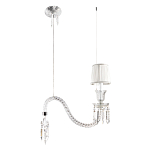 Подвесной светильник с белым текстильным абажуром и изогнутым хрустальным основанием с подвесками Lustre Reverie варинант исполнения - 2 | Loft Concept в Челябинске