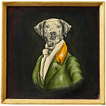 Картина в квадратной раме Chinoiserie Grey Dog Portrait варинант исполнения - 1 | Loft Concept в Челябинске