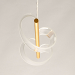 Люстра линейная золотистого цвета с двумя прозрачными волнистыми элементами Wave Line варинант исполнения - 8 | Loft Concept в Челябинске