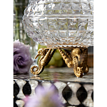 Конфетница прозрачная стеклянная на бронзовых ножках в виде морских коньков с крышкой в виде ракушки Eden Garden варинант исполнения - 5 | Loft Concept в Челябинске