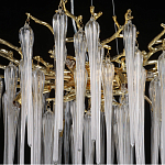 Люстра золотого цвета с декоративными ветками и длинными прозрачными стеклянными подвесами в форме сосулек Droplet Chandelier варинант исполнения - 10 | Loft Concept в Челябинске