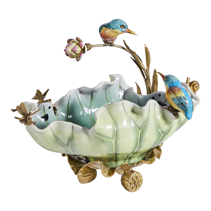 Чаша в виде листка лотоса с птицами Eden Garden Мульти Бронза в Челябинске | Loft Concept 