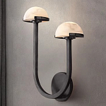 Бра с 2-мя мраморными плафонами на черном корпусе Light Warm Light варинант исполнения - 3 | Loft Concept в Челябинске