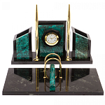 Настольный письменный набор из змеевика с часами Successful Leader варинант исполнения - 1 | Loft Concept в Челябинске